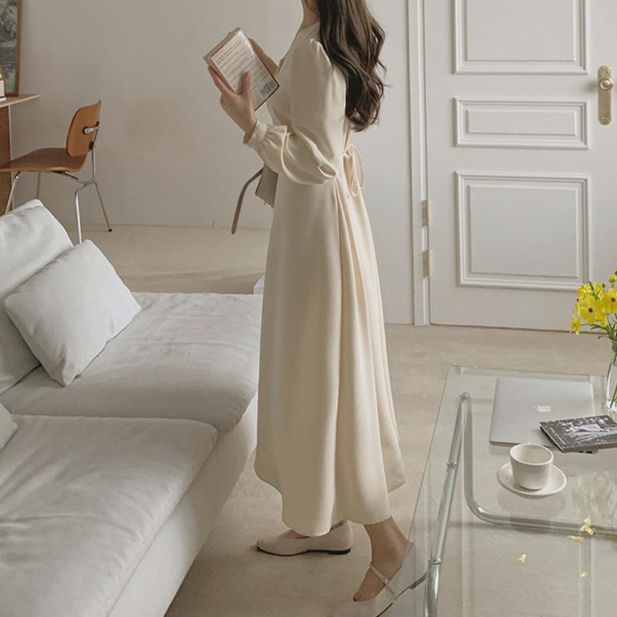 ワンピース 春 秋 きれいめ レディース 白 ロング 長袖 おしゃれ