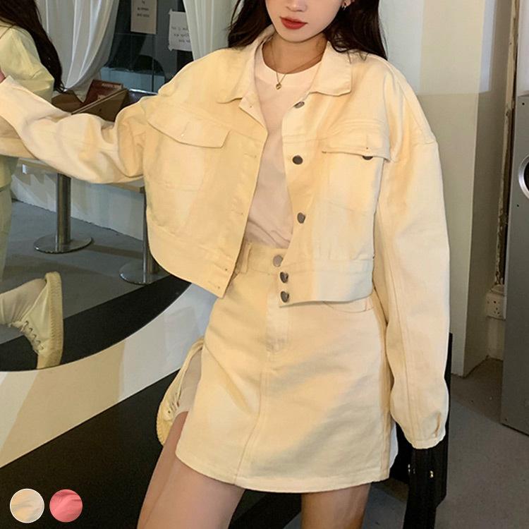 デニム ジャケット セットアップ 2点セット 上下 レディース Gジャン ジージャン ミニスカート カジュアル 水着ストア 通販 Paypayモール