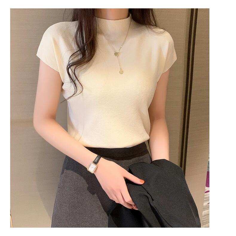 サマーニット 半袖 レディース トップス おしゃれ かわいい 春夏 秋 黒