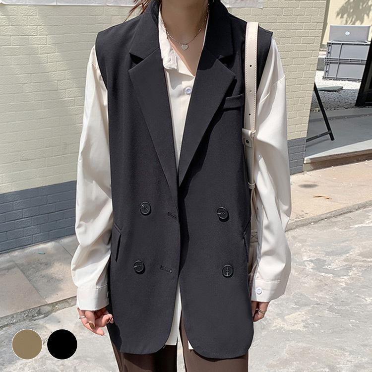 テーラードベスト レディース ジレ ベスト 春 秋 ミディ丈 オーバーサイズ 黒 無地 中厚手 おしゃれ かわいい Tops1743 水着ストア 通販 Yahoo ショッピング