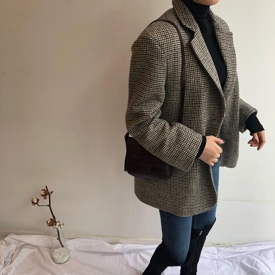 テーラードジャケット レディース 千鳥柄 チェック 韓国