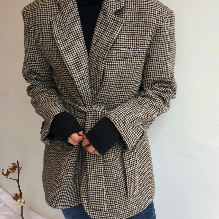 テーラードジャケット レディース 千鳥柄 チェック 韓国 テーラードジャケット レディース 千鳥柄 チェック 韓国