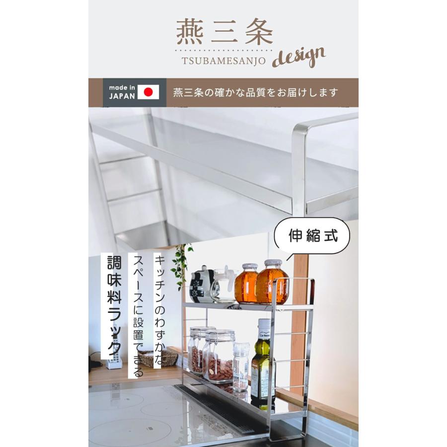 調味料ラック ステンレス 2段 燕三条 伸縮 ワイドタイプ スパイス