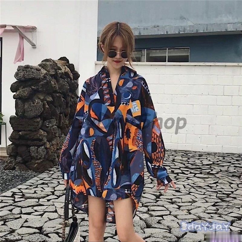 お気に入り 幾何学柄 配色 バイカラー 切り替え プリント ドルマンスリーブ シャツ ブラウス エスニック 原宿系ファッション 体型カバー 民族風 長袖 ご来店 ありがとうございます Www We Job Com