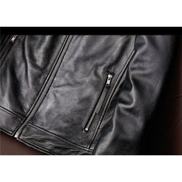 お買い得！ 店長おすすめ ライダースジャケット メンズ シングル 革ジャン 本革 レザージャケット 皮ジャン バイク 立ち襟 防風 ブルゾン B系 秋冬 冬服 【1890285592】(10451円)
