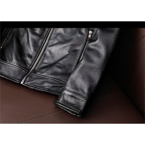 お買い得！ 店長おすすめ ライダースジャケット メンズ シングル 革ジャン 本革 レザージャケット 皮ジャン バイク 立ち襟 防風 ブルゾン B系 秋冬 冬服 【1890285592】(10451円)
