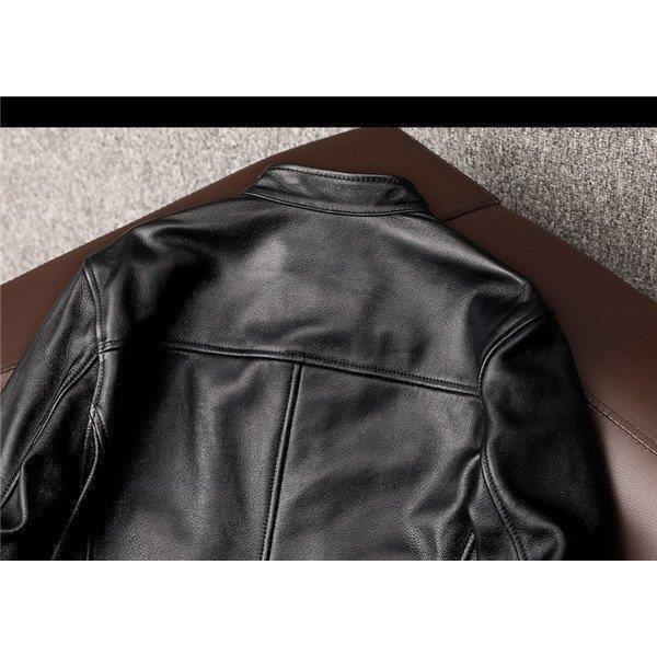 お買い得！ 店長おすすめ ライダースジャケット メンズ シングル 革ジャン 本革 レザージャケット 皮ジャン バイク 立ち襟 防風 ブルゾン B系 秋冬 冬服 【1890285592】(10451円)