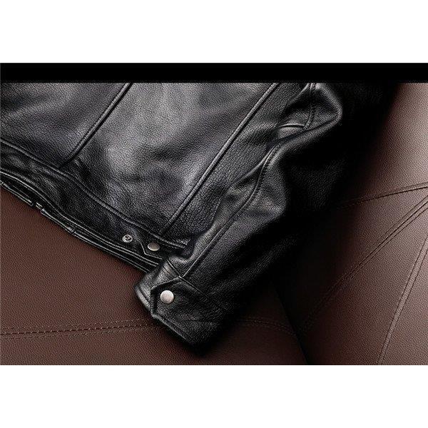 お買い得！ 店長おすすめ ライダースジャケット メンズ シングル 革ジャン 本革 レザージャケット 皮ジャン バイク 立ち襟 防風 ブルゾン B系 秋冬 冬服 【1890285592】(10451円)