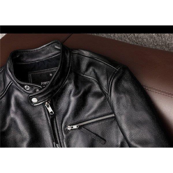 お買い得！ 店長おすすめ ライダースジャケット メンズ シングル 革ジャン 本革 レザージャケット 皮ジャン バイク 立ち襟 防風 ブルゾン B系 秋冬 冬服 【1890285592】(10451円)