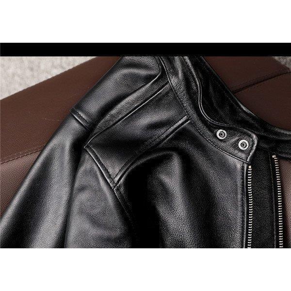 お買い得！ 店長おすすめ ライダースジャケット メンズ シングル 革ジャン 本革 レザージャケット 皮ジャン バイク 立ち襟 防風 ブルゾン B系 秋冬 冬服 【1890285592】(10451円)