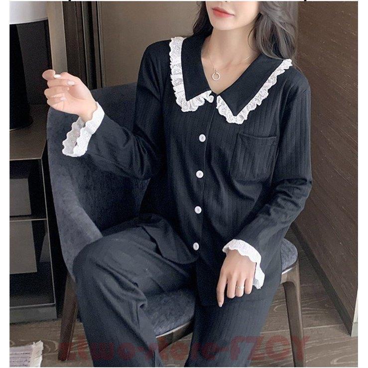 通販激安 寝巻き 部屋着 韓国風 ロングパンツ シンプル 上下セット 長袖パジャマ 冬 秋 レディース ルームウェア パジャマ 前開き 可愛い オシャレ リフランス 無地 上下セット カラー ピンク Www Aidija Lt