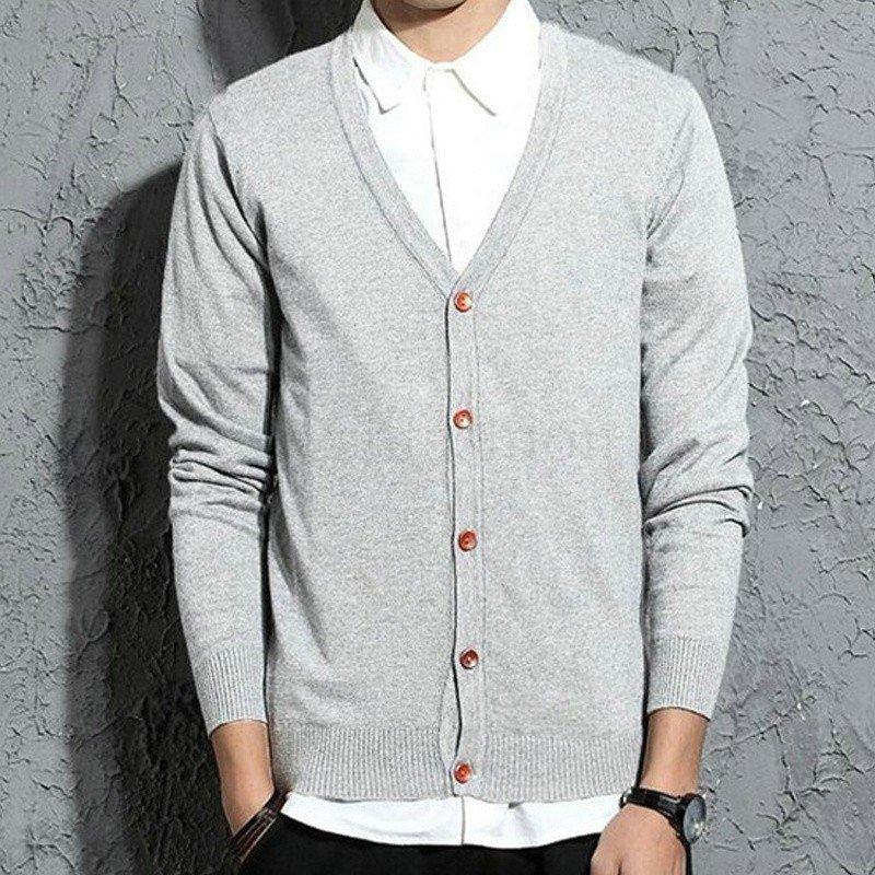 カーディガン メンズ 春 無地 Cardigan 長袖 Vネック 人気ブランドの新作 カラー ニットジャケット シンプル コットン 綿 大きいサイズ カジュアル ビジネス 薄手
