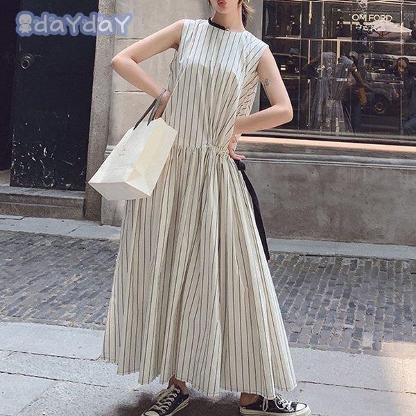 ワンピース レディース ワンピ シフォン ロングワンピース 春 夏 秋 おしゃれ 袖なし ストライプ 通勤 Ol 結婚式 大きいサイズ 体型カバー着痩せ 大人 注目ブランド