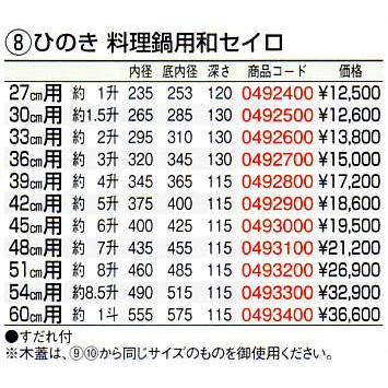 ひのき 料理鍋用 和セイロ 39cm用の画像