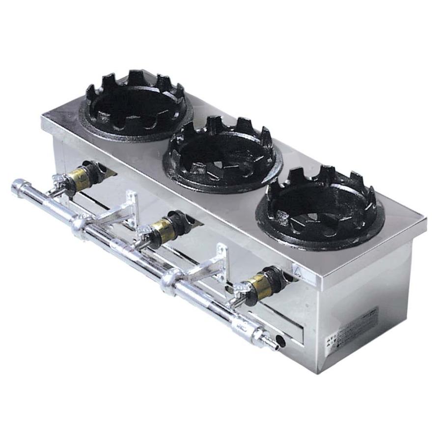 釜めしガス炊飯器 一列（3個用）LP釜飯コンロKM-13 1列3