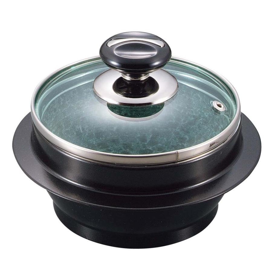 石焼釜 長水 遠赤 ガラス蓋付 アルミブラックコート枠付 16cm