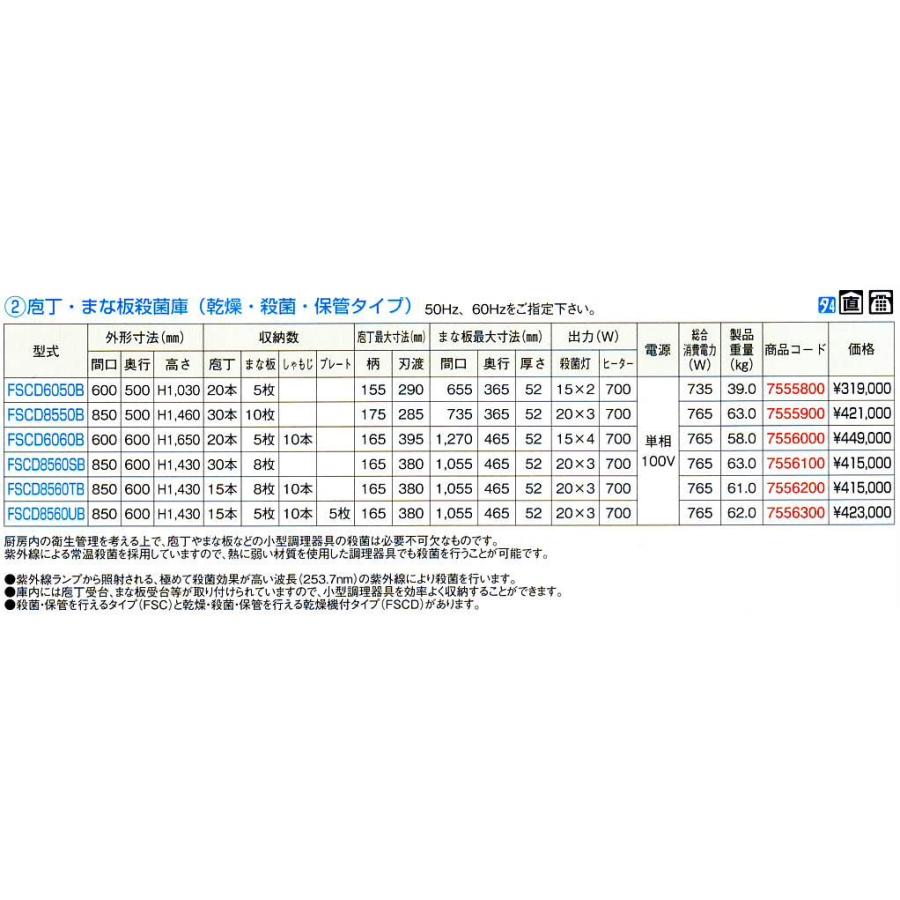 包丁まな板殺菌庫(乾燥・殺菌・保管)FSCD8550B 単相100V｜mizumawari-chuubou｜02