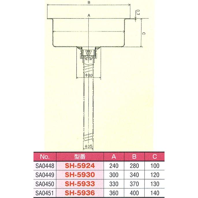 シンク 丸型平底 SH-5930 共栓排水ホースセット 18-8｜mizumawari-chuubou｜02