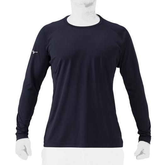 MIZUNO（ミズノ） 野球 シャツ 公式 Tシャツ 長袖 ネイビー シンプル