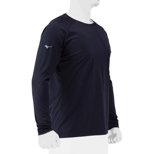 MIZUNO（ミズノ） 野球 シャツ 公式 Tシャツ 長袖 ネイビー シンプル