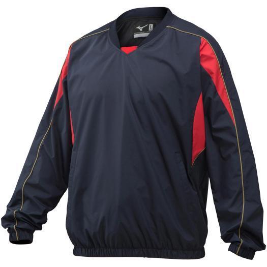 神村学園　Mizuno ジャケット サイズ0 ネイビー/レッド MIZUNO（ミズノ） 野球 アウター 公式 Vネック ジャケット ネイビー