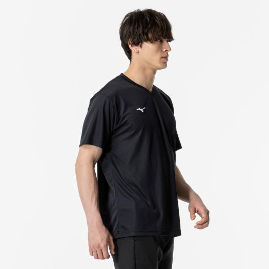 ミズノ公式 ナビドライTシャツ 半袖／V首 ユニセックス ブラック×ホワイト｜mizuno-shop｜03