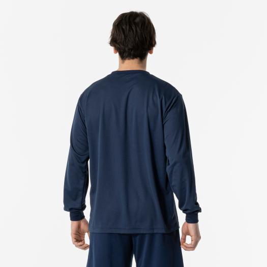 ミズノ公式 ナビドライTシャツ 長袖／丸首 ユニセックス ドレスネイビー×ホワイト｜mizuno-shop｜02