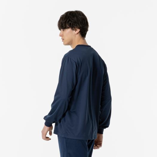 ミズノ公式 ナビドライTシャツ 長袖／丸首 ユニセックス ドレスネイビー×ホワイト｜mizuno-shop｜04