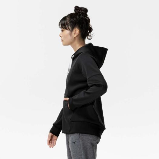 ミズノ公式 ストレッチスウェットフーディ レディース ブラック