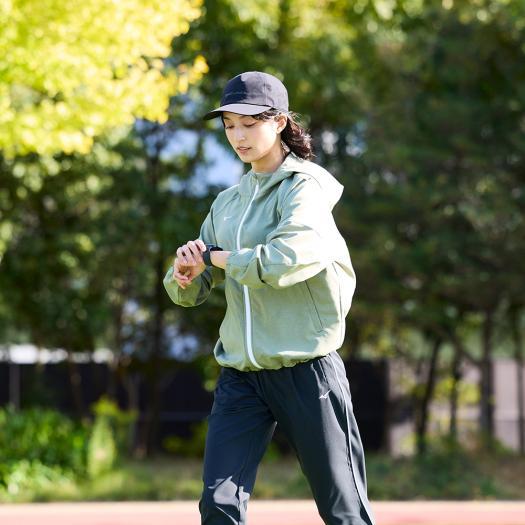 ミズノ公式 ストレッチクロスフーディ オリーブカーキ杢 レディース