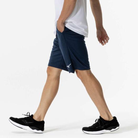 はなみず　0710 ミズノ公式 ナビドライニットハーフパンツ ドレスネイビー×シルバー