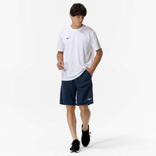 ミズノ公式 ナビドライニットハーフパンツ ドレスネイビー×シルバー