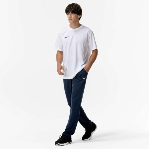 ミズノ公式 ナビドライニットロングパンツ ドレスネイビー×シルバー