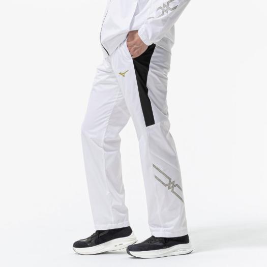 MizunoPro ホワイトフード付きジャケットとブラックトレーニングパンツ MIZUNO（ミズノ） ミズノ公式【吸湿発熱】ウインドブレーカーパンツ