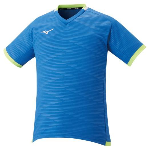 MIZUNO ゲームウェアホワイト/ブルー/グリーン MIZUNO（ミズノ） ソフトテニス バドミントン ゲームシャツ 公式