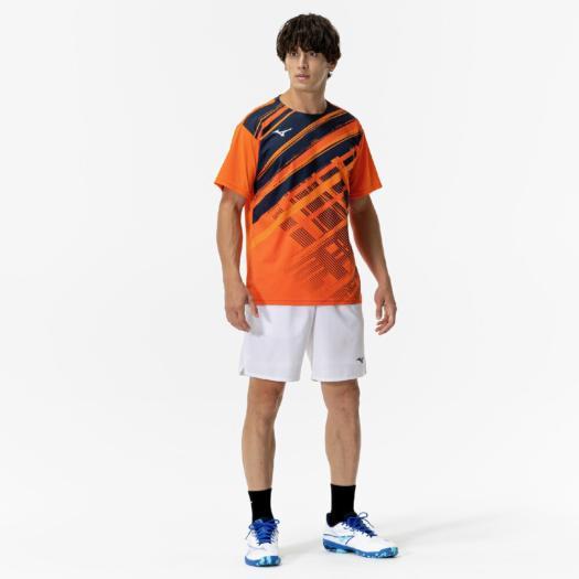 ソフトテニス バドミントン ゲームシャツ ミズノ 公式 テニス ラケットスポーツ ゲームウェア MIZUNO メンズ レディース ビブラントオレンジ_4