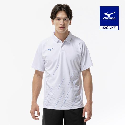 MIZUNO テニスウェア ポロシャツ ホワイト グレー MIZUNO（ミズノ） ソフトテニス バドミントン ゲームシャツ 公式