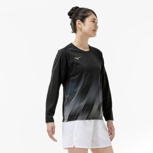 Mizuno バドミントン レディース シャツ ブラック　Lサイズ MIZUNO（ミズノ） ソフトテニス バドミントン ゲームシャツ 公式