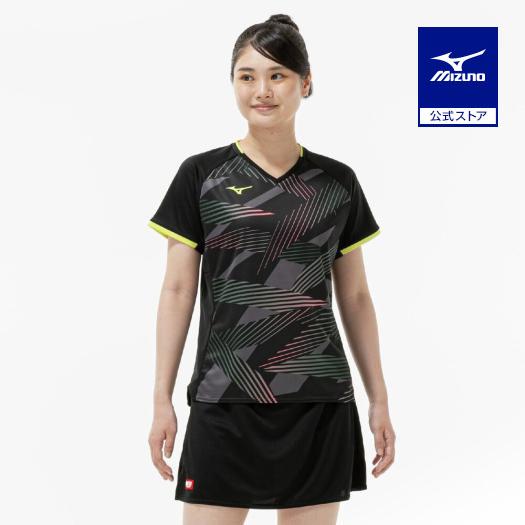 Mizuno バドミントン レディース シャツ ブラック　Lサイズ MIZUNO（ミズノ） 卓球 ゲームシャツ 公式 レディース シャツ 日本卓球