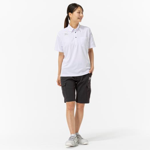 ミズノ 野球 ボタンダウン ポロシャツ 白 XL 裾バインダー 半袖 MIZUNO（ミズノ） ミズノ公式 ワークボタンダウンポロシャツ半袖