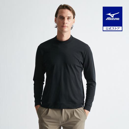 【新作】AOURE アウール モックネック ウールTシャツ ブラック M MIZUNO（ミズノ） ミズノ公式 AOURE ミズノダイナモーションフィット