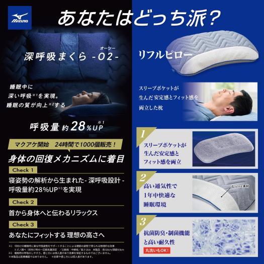 MIZUNO（ミズノ） 深呼吸まくら フィット感 安定感 高反発 通気性 高さ