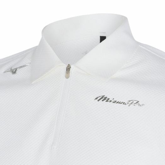ホワイト ジップアップポロシャツ MIZUNO（ミズノ） ミズノ公式 ゴルフウェア ミズノ直営店限定