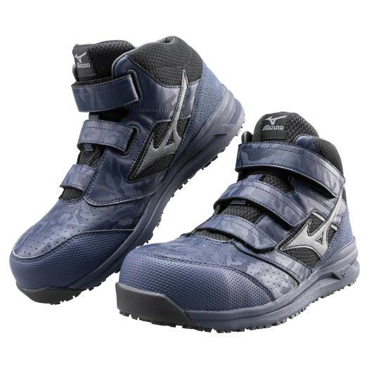 ミズノ　ワークシューズ オールマィティ　 ネイビー×シルバー×グリーン MIZUNO（ミズノ） ミズノ公式 オールマイティLS II 21M ワーキング