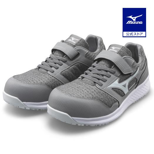 オールマイティ ワークシューズ 24cm グレー×ライトグレー EU 33 L F1GA230205240 ミズノ [作業靴 ワーキング スニーカー ユニセックス ローカット 紐靴 軽量 ] MIZUNO（ミズノ） ミズノ公式 オールマイティ EU 33 L ゴムの靴紐