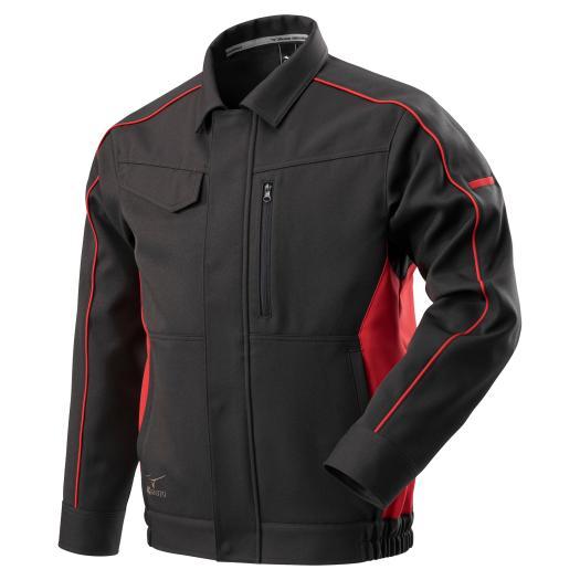 ミズノ　ワークジャケット(通年素材) ［ユニセックス］ M 96：チャコールグレー×レッド　F2JE218696 MIZUNO（ミズノ） ミズノ公式 ワークジャケット ストレッチ 制電 ユニ