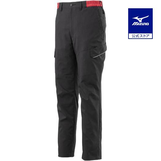 ミズノ　ワークパンツ(春夏／制電素材)[ユニセックス] M 09：ブラック×レッド　F2JF158009 MIZUNO（ミズノ） ミズノ公式 ワークパンツ 春夏/制電素材 ユニ