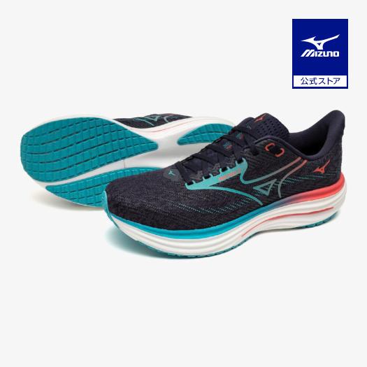 ミズノ（MIZUNO）（メンズ）ランニングシューズ ジョギングシューズ ウエーブライダー 29 ネイビー ブルー J1GC250301