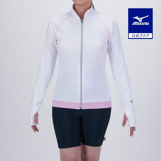 MIZUNO（ミズノ） ミズノ公式 ラッシュガード 長袖 ホワイト×ピンク