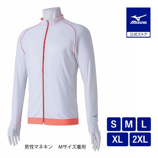 MIZUNO（ミズノ） ミズノ公式 ラッシュガード 長袖 ホワイト×コーラル
